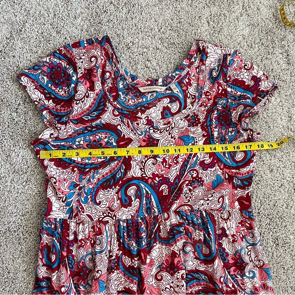 Soft Surroundings Red Blue Paisley Tiered Viscose Maxi Dress Small - Picture 11 of 14